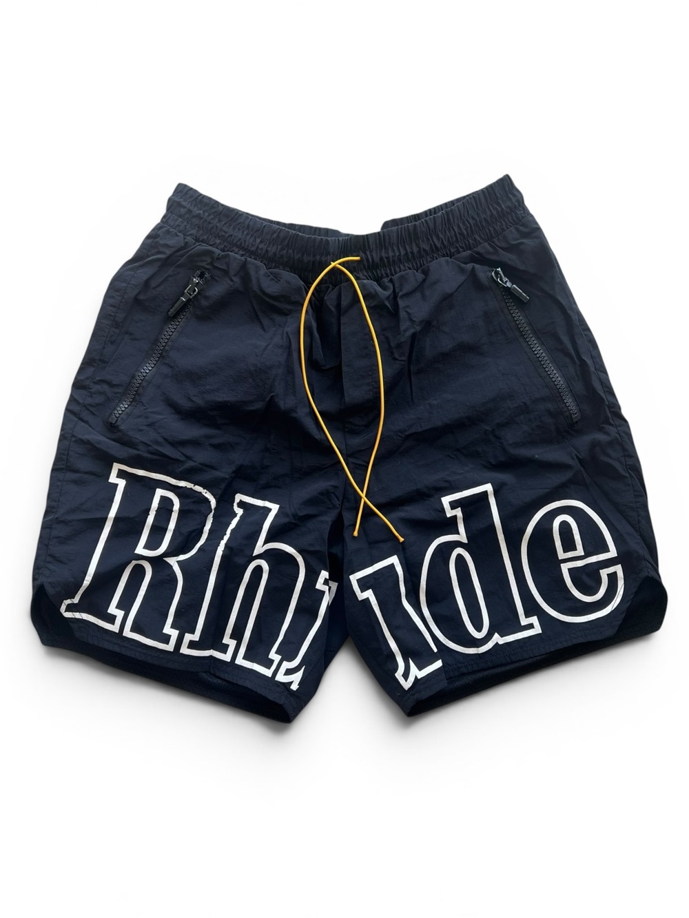 Rhude RH Black and Yellow Shorts